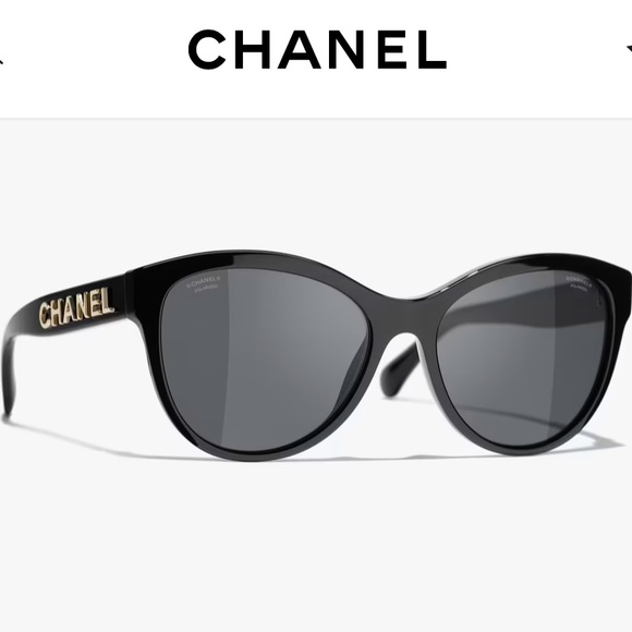 CHANEL Black Sunglasses with Gold Logo Accents main image 11